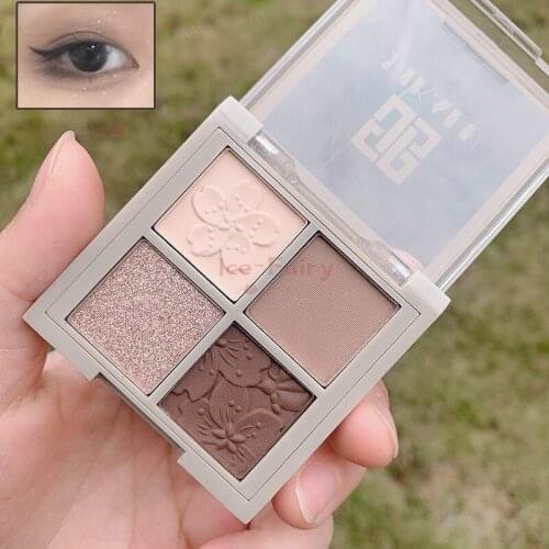 DIKALU 4 Colors Matte Petal Eye Shadows Daily Makeup Pigment Shimmer Pearlescent Earthy Eyeshadow Korean Cosmetics Palette TSLM1