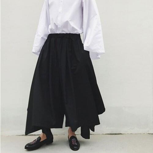 Mens ultra wide and elegant couples simple original skirt pants design casual pants dark bell bottoms 9-point wide leg
