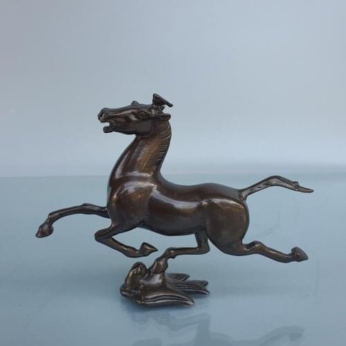 Home Decor 6"Chinese Seikos Bronze Chinese Zodiac Horse Statue Ma Ta Feiyan Ma Chao Dragon Bird Implication Success