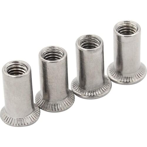 100 PCS M3/M4/M5/M6 Stainless Steel Flat Head Light body Open End cylinder Rivet Nuts Insert Reveting Rivet Nut Multi Size