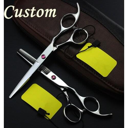 Custom family 6 inch hair scissors cutting clipper barber makas thinning scisor shears styling tools hairdressing scissors set