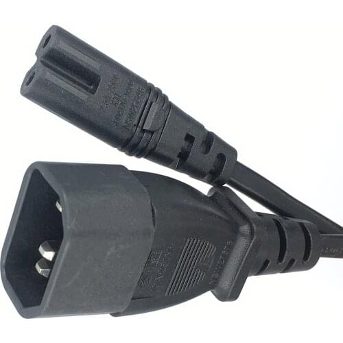 IEC 3-Pin Kettle C14 Male To C7 Female Converter Adapter Cable For PDU UPS 30CM/1M/2M