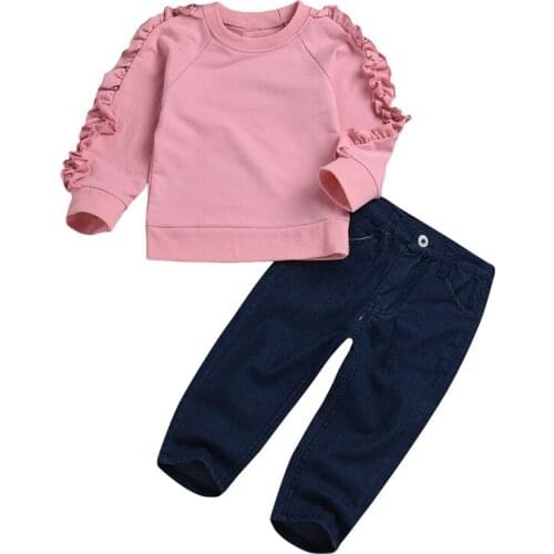 Sport Kids Tops Lace Long sleeve Sweater Suits Children coat Trousers 2pcs Suit Cute Baby Clothes Set Baby Boys Girls Costume