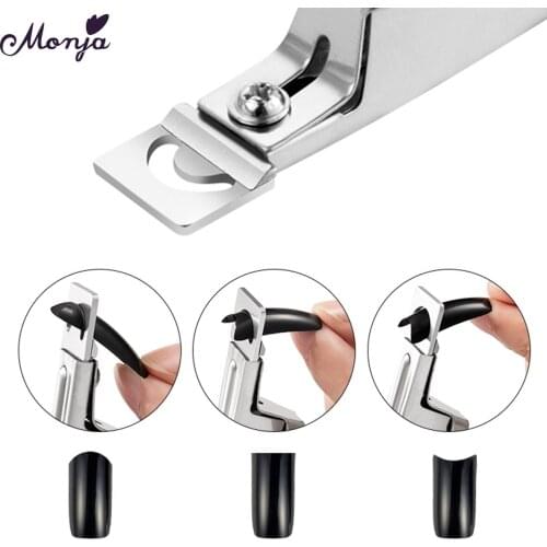 Monja Silver U Word Nail Art Clippers French False Nail Cutting Stainless Steel Trimmers Fake Nail Edge Cutters Manicure Tool