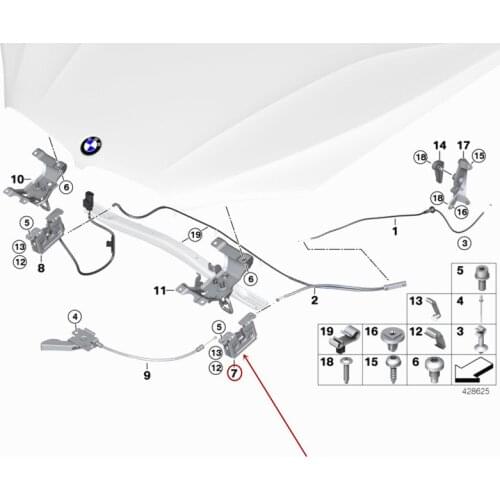 Car front cover lock machine Suitable for X5 2013-2017 X6 2015-2017 MINIb mw2007-2016 Cover lock Engine cover lock Lock hook