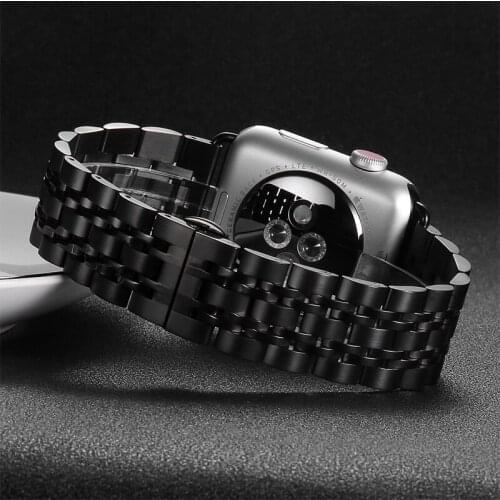 Link bracelet strap for apple watch band 44mm 40mm 42mm 38mm 5/4/3/2/1 iwatch bracelet metal Butterfly buckle watchband+box+tool