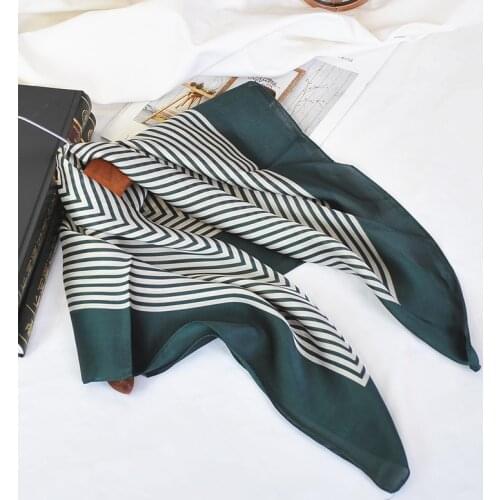 Fashion Striped Print Handkerchief Hijab Scarf For Women Small Shawls Bandana Head Scarfs For Ladies 70*70cm Hair Scarves Female