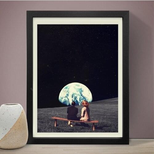 We Used to Live There Earth Canvas Art Print and Poster , Surrealism Galaxy Space Canvas Painting Wall Picture Sci-Fi Art Decor