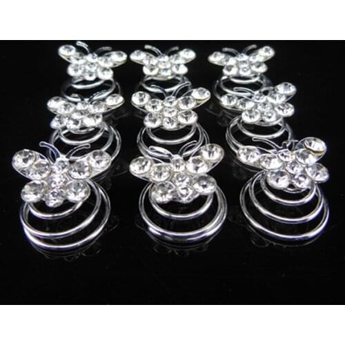 2015 New Fashion 120 Pcs Butterfly Bridal Wedding Prom Crystal Rhinestone Twists Spins Hair Pins Hair Clips Hair Accessory