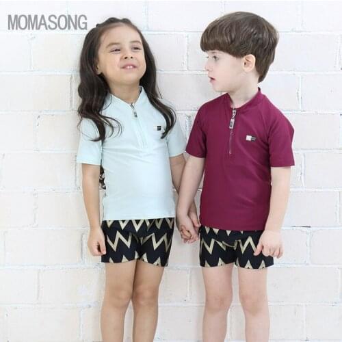 2019 new childrens swimwear boys and girls split swimsuit set