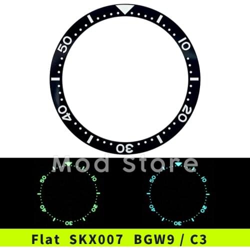 NEW Arrival Flat 38mm BGW9 Lume C3 Lume Top Quality Ceramic Bezel Insert SKX007/SKX009/SKX011 Mod