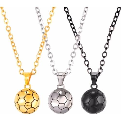 Football necklace Pendant With Chain Stainless Steel sport ball Jewelry Men/Women Sporty soccer necklace latest design P7G