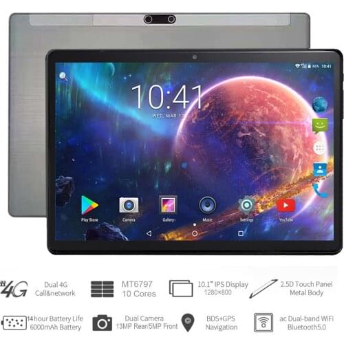 10.1'' Tablet 1280x800 IPS 6GB RAM 64GB ROM 4G Network Dual SIM Deca Core Tablets PC Android Dual Wifi Type-C