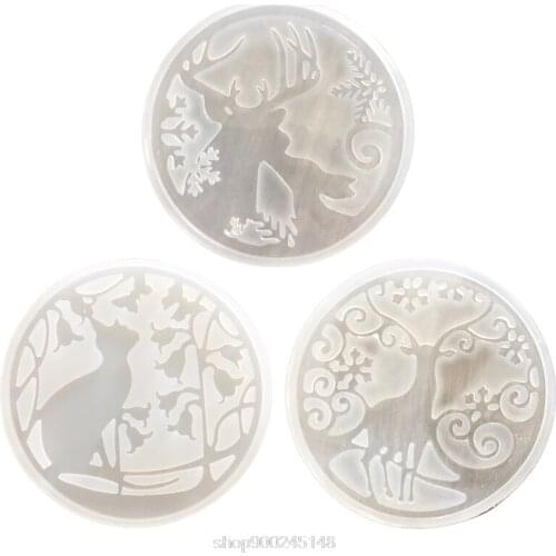 Cat Christmas Elk Pendant Crystal Epoxy Resin Mold DIY Crafts Decorations Jewelry Making Tool Ornament Mould N10 20 Dropshipping