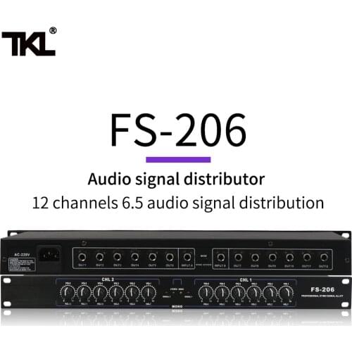 TKL FS206 Professional equipment Stereo Mono Audio Signal Splitter Amplifier Distributor 2 in 10 out XLR for stage