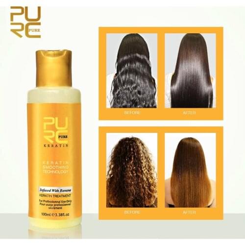 PURC 12% Banana flavor Keratin treatment Straightening hair Repair damage frizzy hair Brazilian keratin treatment 100ml