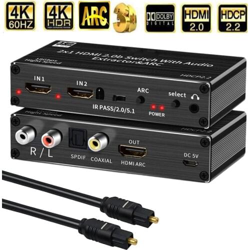 HDMI 2.0 audio extractor splitter 4K HDMI SPDIF HDMI 2.0b Switcher HDR Splitter box HDR ARC HDMI 5.1 audio converter Splitter