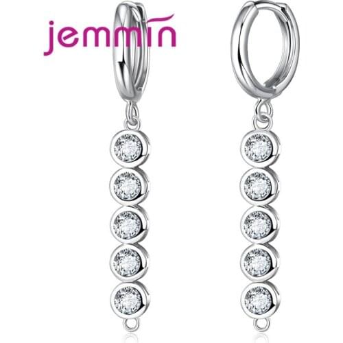 925 Sterling Silver Hoop Earring Findings For Women Making DIY Components CZ Crystal Fashion Jewelry Findings