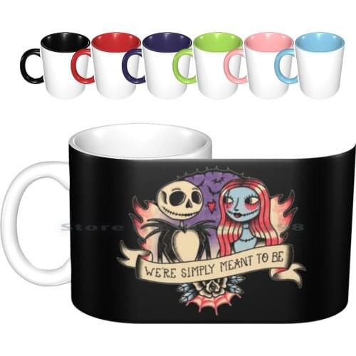 Old School Nightmare Ceramic Mugs Coffee Cups Milk Tea Mug Nightmare Before Christmas Sally Halloween Tattoo Old School Old