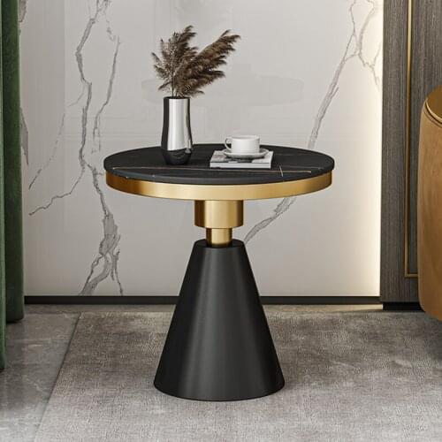 Light Luxury Italian Stone Plate Side Table Home Small round Table Ins Style Simple Post-Modern Sofa Corner Table Marble Nordic