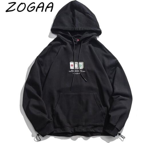 ZOGAA Trendy Men' Hooded Sweatshirt Pullover Winter Student Thicken Sweatshirt Printed Harajuku Large Size Top Street Jacket Men