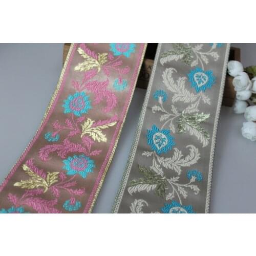 5yards/lot wide 6.1cm Woven Jacquard Ribbon flowers pattern for curtain and clothing accessory LS-0311