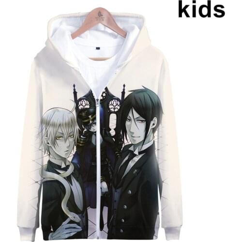 2 To 14 Years Kids Hoodies Anime Black Butler 3D Hoodie Sweatshirt Boys Girls Harajuku Kuroshitsuji Jacket Coat Teen Clothes
