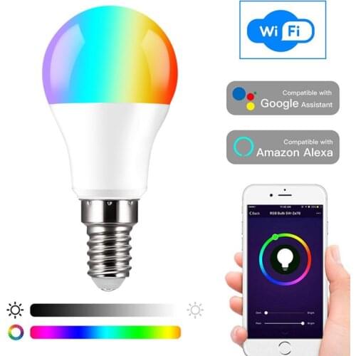 E14 Smart LED Light Bulb 10W WiFi RGB Color Changing dimming smart bulb RGB+C+W App Control support alexa google voice control