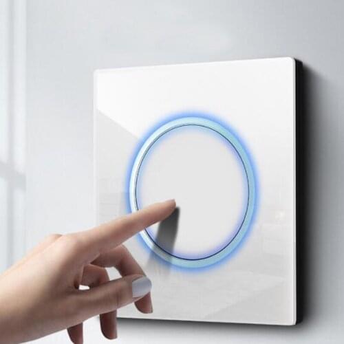 Universal Standard Wall Light Touch Point Switch With LED Tempered Black Glass 1 2 3 4 Gang 1 2 Way Type 86 Wall Light Power Sup