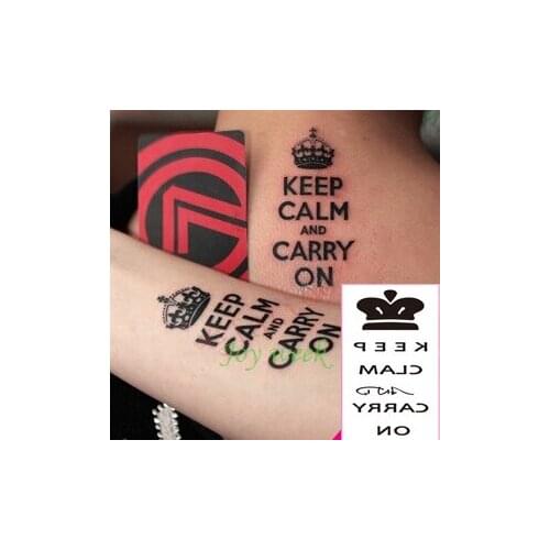Waterproof Temporary Tattoo Sticker English "KEEP CALM and CARRY ON" tatto stickers flash tatoo fake tattoos for women men girl