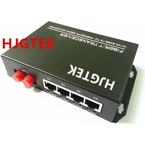High quality Fast Ethernet Fiber Switch 4TX 10/100Mbps Optical Media Converter Singlemode Duplex 4 UTP RJ-45 to FC Connector