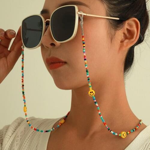 Fashion Sweet Acrylic Polymer Clay Imitation Pearls Beads Chains Eyewear Mask Lanyard Women Reading Glasses Strap Rope Hanging
