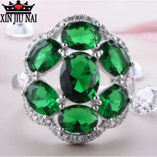 925 sterling silver Hot-selling emerald white platinum group with Forest Emerald Green olivine Gemstone high-flown Ring