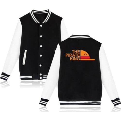 Winter Jacket Men Anime One Piece Hoodie Japanese Streetwear The Pirate King Luffy College Baseball Uniform Harajuku Sweatshirts