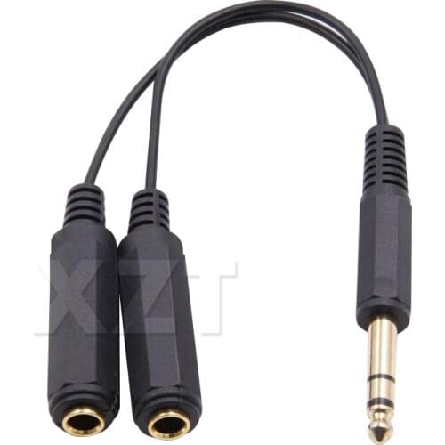 1PCS 6.35mm Jack to 2 x 1/4 Plug Stereo Audio Y Splitter Adapter Cable 6.35 Male to Female High quality