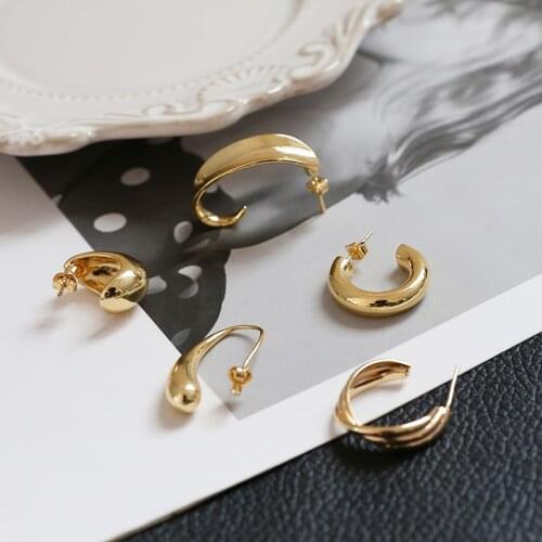 2pcs 2020 New copper Geometric C Shape stud Earrings For Women personality wild design Trendy diy jewelry earrings accessories