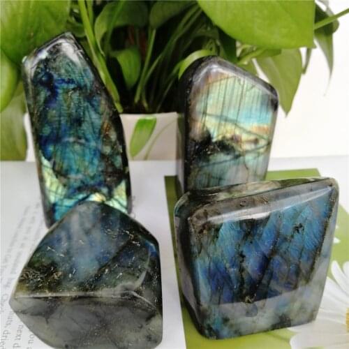 200-500g Natural Crystal Moonstone Raw Gemstone Ornament Polished Quartz Labradorite Handicraft Decorating Stone Healing 1pcs