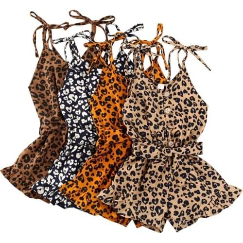 2020 Baby Summer Clothing Infant Girls Suspender Shorts Children Personalized Leopard Print Jumpsuit Sleeveless Strap Trousers