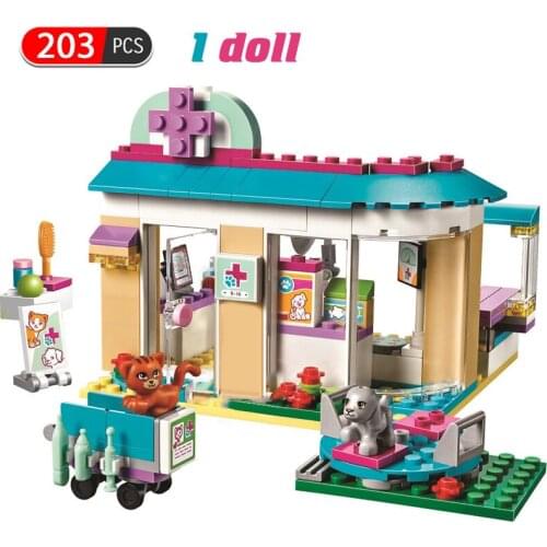 203pcs Compatible 41085 Vet Clinic Building Blocks Bricks Toys For Girls Christmas Birthday Gift Toys