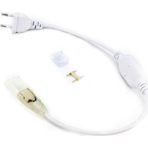 AC 220 V 2 pin Power Cord Adapter for 220V 5730 180 led/m LED Strip Light Ribbon Waterproof IP67 Tube Lampe