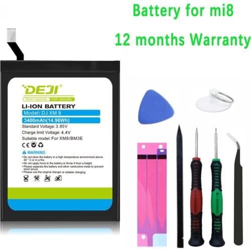 DEJI for xiaomi 8 battery real capacity mi8 replacement battery with free tool 12 month warranty BM3E