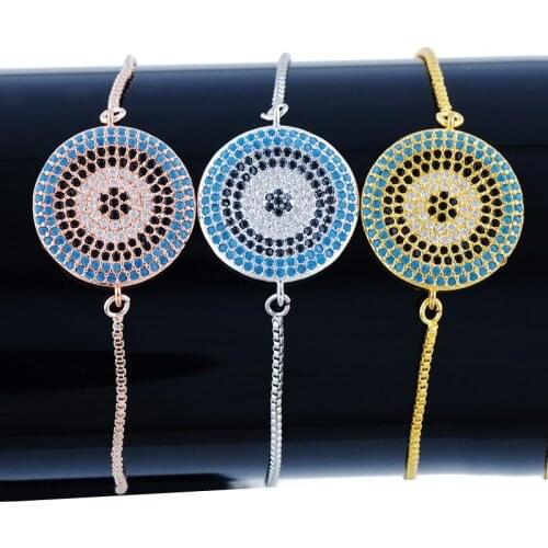 Juya DIY Pulseira Olho Grego Jewelry Supplies Adjustable Chains Turkish Evil Eye Charm Bracelets For Women Men Christams Gift