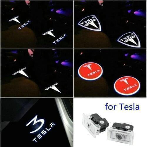 Car LED 3D Logo Shadow Light Welcome Light Nano Decorative Signal Lamp For Tesla Model 3 Model X Model S Model Y Accessories