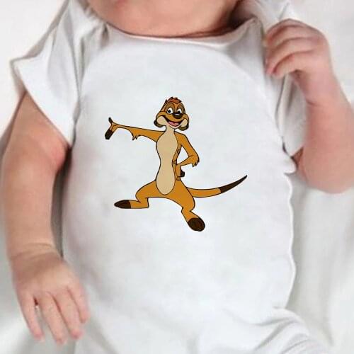 Disneys The Lion King Timon Printed Newborn Bodysuit Fashion Summer Short Sleeve Harajuku Infant Jumpsuits Baby Romper