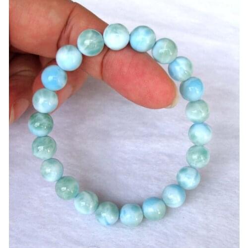Free Shipping Natural Larimar Round 8mm Beads Bracelet Women Jewelry Accessories Weddings Parties Birthday Gift