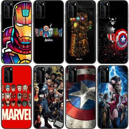 Marvel Phone Case For Huawei P40 p30 P20 10 9 8 Lite E Pro Plus Black Etui Coque Painting Hoesjes comic fas