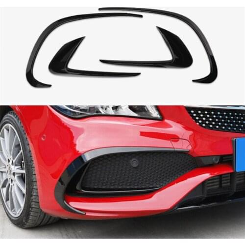 Black Front Bumper Fender Fog Light Lamp Cover Trim Airvent Splitter For Mercedes Benz CLA W117 C117 Facelift model 2016-2019