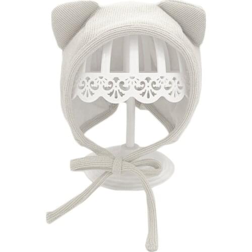 Baby Cotton Cat Ear Hat Newborn Baby Lovely Infant Bonnet Cute Little Loop Hat Cat Ear for 0-36 Month for Baby Girls Boy
