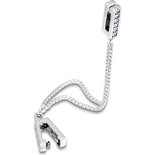 DIY Fits for Pandora Charms Bracelets Sparkling Safety Chain Clip Beads 100% 925 Sterling-Silver-Jewelry Free Shipping
