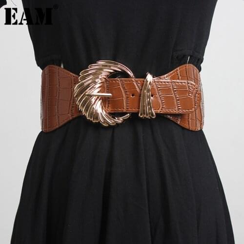 [EAM] Crocodile Pattern Multicolor Pu Leather Belt Personality Women New Fashion Tide All-match Spring Autumn 2021 1DD3294